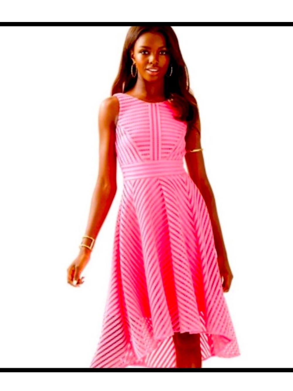 Lilly Pulitzer Tilly Pink Fit & Flare Striped Midi Dress- Medium